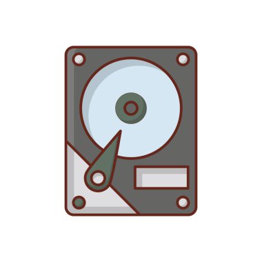 Şeffaf bir arkaplan üzerinde sabit disk vektör çizimi. Konsept ve grafik tasarım için vektör çizgisi düz simgesi. 