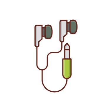 Şeffaf bir arkaplan üzerinde kulaklık vektör çizimi. Konsept ve grafik tasarım için vektör çizgisi düz simgesi. 