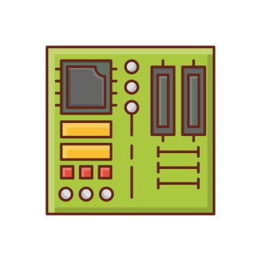 Şeffaf bir arkaplan üzerinde anakart vektör çizimi. Konsept ve grafik tasarım için vektör çizgisi düz simgesi.. 