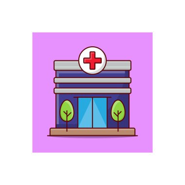 Saydam bir arkaplan üzerinde hastane vektör çizimi. Konsept ve grafik tasarımı için birinci sınıf kalite semboller..