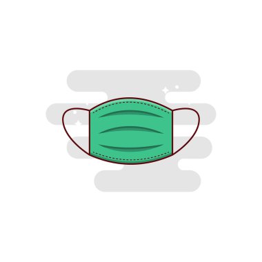 Şeffaf bir arkaplanda yüz maskesi çizimi. Konsept ve grafik tasarım için vektör çizgisi düz simgesi. 