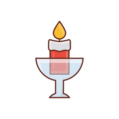 Şeffaf bir arkaplan üzerinde mum vektörü illüstrasyonu. Konsept ve grafik tasarım için vektör çizgisi düz simgesi. 