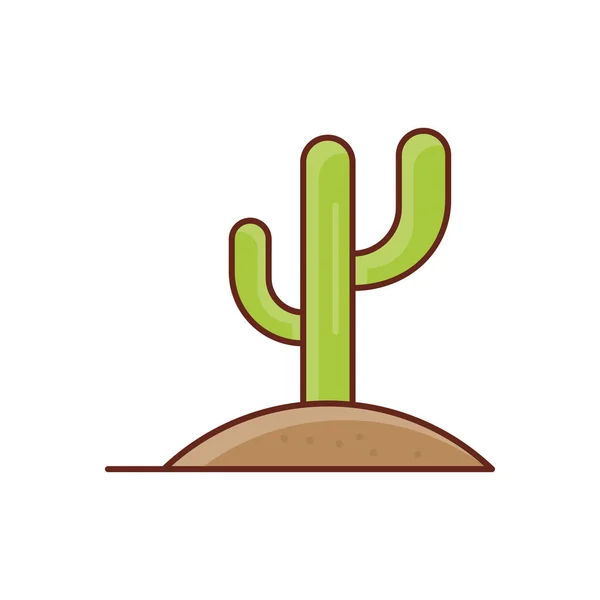 Cactus Ilustración Vectorial Sobre Fondo Transparente Icono Plano Línea Vectores — Vector de stock