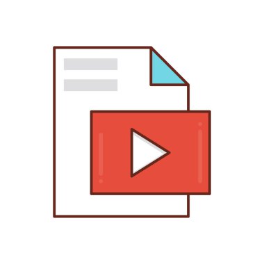 Saydam bir arkaplan üzerinde video dosya vektör illüstrasyonu. Konsept ve grafik tasarım için birinci sınıf kalite semboller..