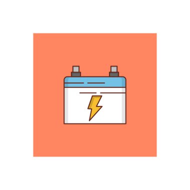 Şeffaf bir arkaplan üzerinde akümülatör vektör çizimi. Konsept ve grafik tasarım için vektör çizgisi düz simgesi. 