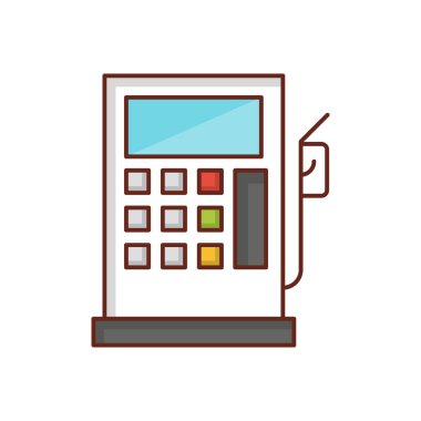 Saydam bir arkaplan üzerinde yakıt istasyonu vektör çizimi. Konsept ve grafik tasarım için vektör çizgisi düz simgesi.. 