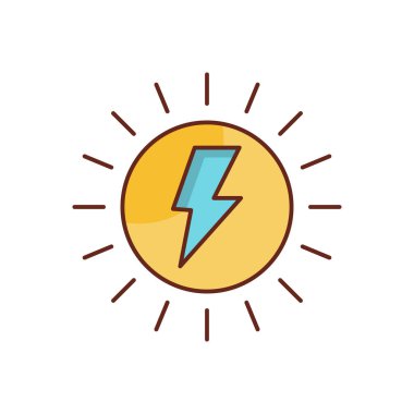 Şeffaf bir arkaplan üzerinde güneş enerjisi vektör çizimi. Konsept ve grafik tasarım için vektör çizgisi düz simgesi. 