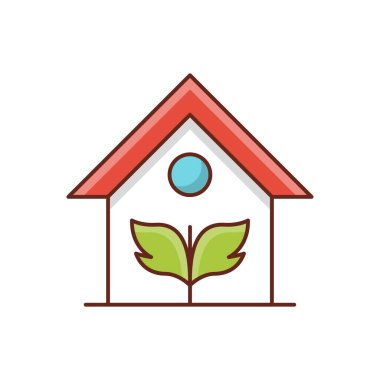 Şeffaf bir arkaplan üzerinde yeşil ev vektör çizimi. Konsept ve grafik tasarım için vektör çizgisi düz simgesi. 