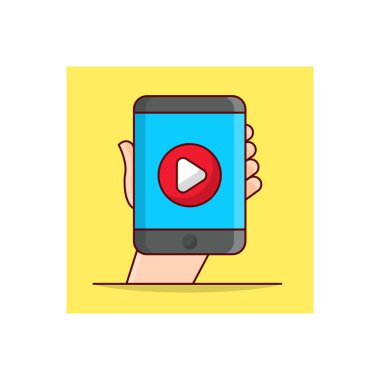 Şeffaf bir arkaplan üzerinde mobil video vektör çizimi. Konsept ve grafik tasarım için birinci sınıf kalite semboller..