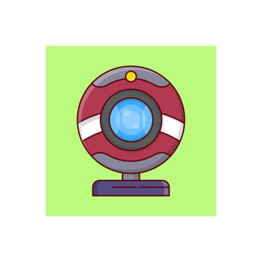 Saydam bir arkaplan üzerinde web cam vektör illüstrasyonu. Konsept ve grafik tasarım için vektör çizgisi düz simgesi.