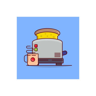 Şeffaf bir arkaplan üzerinde tost makinesi vektörü çizimi. Konsept ve grafik tasarım için vektör çizgisi düz simgesi.