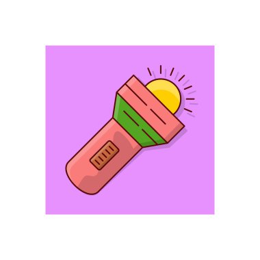 Şeffaf bir arkaplan üzerinde meşale vektör çizimi. Konsept ve grafik tasarım için vektör çizgisi düz simgesi.