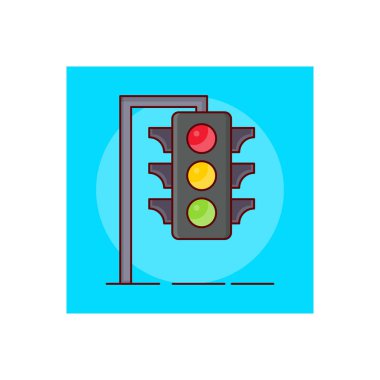 Şeffaf bir arkaplan üzerinde trafik ışığı vektör çizimi. Konsept ve grafik tasarım için vektör çizgisi düz simgesi.