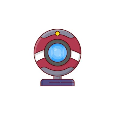 Saydam bir arkaplan üzerinde web cam vektör illüstrasyonu. Konsept ve grafik tasarım için vektör çizgisi düz simgesi.