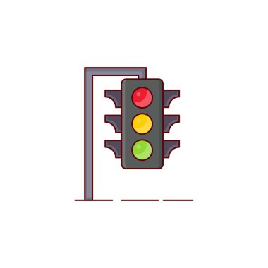 Şeffaf bir arkaplan üzerinde trafik ışığı vektör çizimi. Konsept ve grafik tasarım için vektör çizgisi düz simgesi.