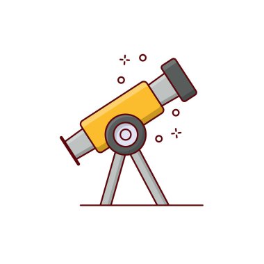 Şeffaf bir arkaplan üzerinde teleskop vektör çizimi. Konsept ve grafik tasarım için vektör çizgisi düz simgesi.