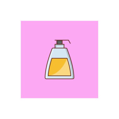 Şeffaf bir arkaplan üzerinde şampuan vektör çizimi. Konsept ve grafik tasarım için vektör çizgisi düz simgesi.  