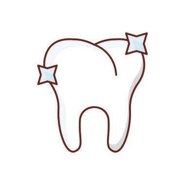 Şeffaf bir arkaplanda diş temizleme vektör çizimi. Konsept ve grafik tasarım için vektör çizgisi düz simgesi. 