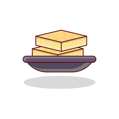 Şeffaf bir arkaplan üzerinde plaka tereyağı çizimi. Konsept ve grafik tasarım için vektör çizgisi düz simgesi.