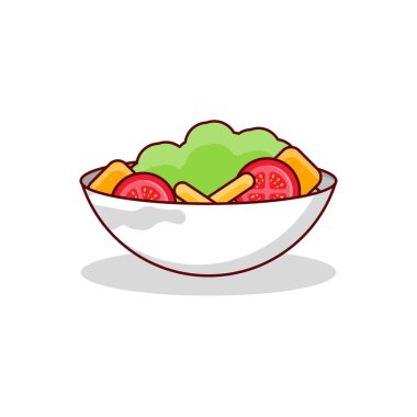 Saydam bir arkaplanda salata vektör çizimi. Konsept ve grafik tasarım için vektör çizgisi düz simgesi..