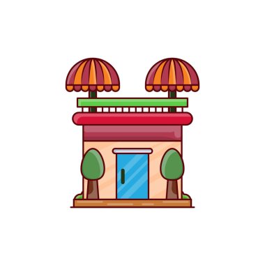 Saydam bir arkaplan üzerinde otel vektörü illüstrasyonu. Konsept ve grafik tasarımı için vektör çizgisi düz simgesi..