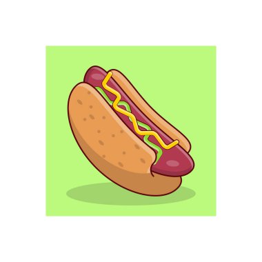 Saydam bir arkaplanda hotdog vektör çizimi. Konsept ve grafik tasarım için vektör çizgisi düz simgesi.
