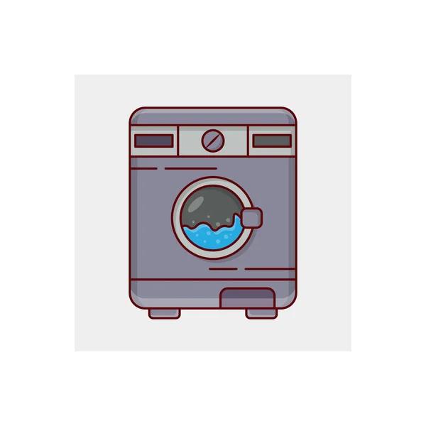 Máquina Lavar Roupa Ilustração Vetorial Fundo Transparente Ícone Plano Linha —  Vetores de Stock