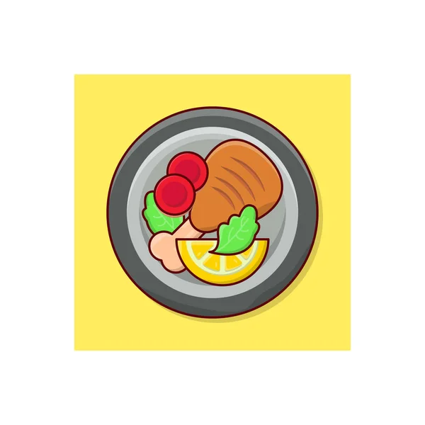 Gambar Vektor Salad Pada Sebuah Background Premium Kualitas Simbol Baris - Stok Vektor