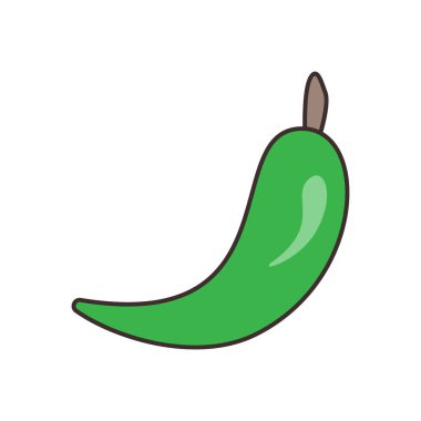 Şeffaf bir arkaplan üzerinde yeşil biber vektör çizimi. Konsept ve grafik tasarım için vektör çizgisi düz simgesi.