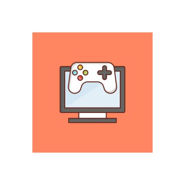 Saydam bir arkaplan üzerinde video oyunu vektör çizimi. Konsept ve grafik tasarım için vektör çizgisi düz simgesi. 