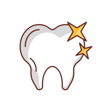 Dişler, şeffaf bir arkaplanda vektör illüstrasyonunu parlatır. Konsept ve grafik tasarım için vektör çizgisi düz simgesi. 