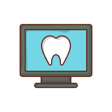 Saydam bir arkaplan üzerinde ekran dişleri vektör çizimi. Konsept ve grafik tasarım için vektör çizgisi düz simgesi. 