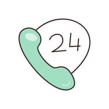 Şeffaf bir arkaplanda 24 saatlik vektör çizimi. Konsept ve grafik tasarım için vektör çizgisi düz simgesi.