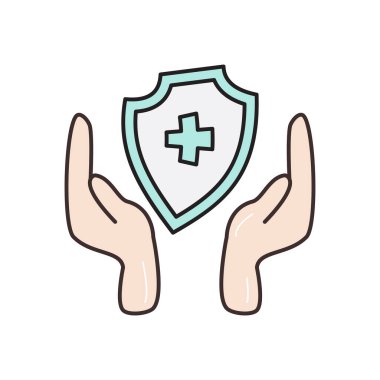 Saydam bir arkaplan üzerinde hastane bakımı vektör çizimi. Konsept ve grafik tasarım için vektör çizgisi düz simgesi..