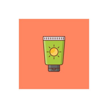 Şeffaf bir arkaplan üzerinde güneş kremi Vektörü illüstrasyonu. Konsept ve grafik tasarım için vektör çizgisi düz simgesi.
