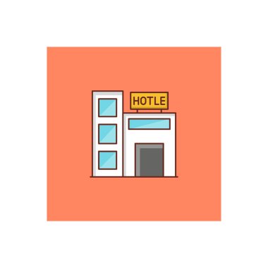 Saydam bir arkaplan üzerinde otel vektörü illüstrasyonu. Konsept ve grafik tasarımı için vektör çizgisi düz simgesi.. 