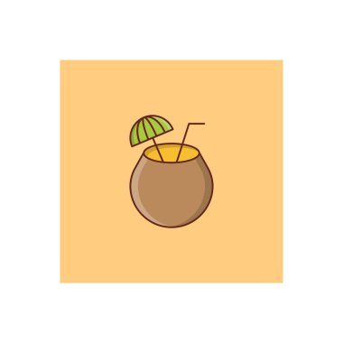 Şeffaf bir arkaplan üzerinde hindistan cevizi vektörü çizimi. Konsept ve grafik tasarım için vektör çizgisi düz simgesi. 