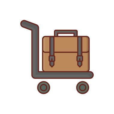 Şeffaf bir arkaplanda bagaj vektörü illüstrasyonu. Konsept ve grafik tasarım için vektör çizgisi düz simgesi..