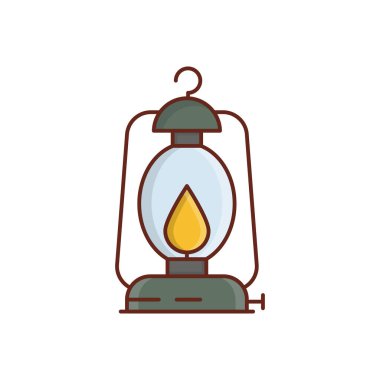 Şeffaf arkaplan üzerinde fener vektörü illüstrasyonu. Konsept ve grafik tasarım için vektör çizgisi düz simgesi.