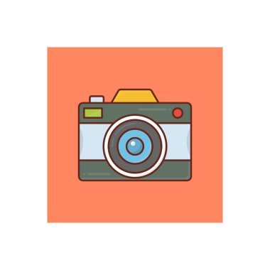 Şeffaf bir arkaplan üzerinde kamera vektör çizimi. Konsept ve grafik tasarım için birinci sınıf kalite semboller.. 