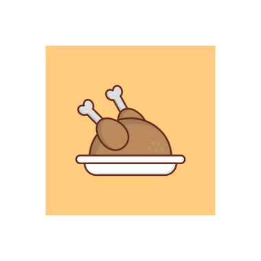 Şeffaf bir arkaplanda tavuk vektör çizimi. Konsept ve grafik tasarım için vektör çizgisi düz simgesi.. 