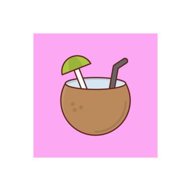 Şeffaf bir arkaplan üzerinde hindistan cevizi vektörü çizimi. Konsept ve grafik tasarım için vektör çizgisi düz simgesi. 