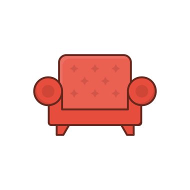 Şeffaf bir arkaplan üzerinde kanepe vektörü illüstrasyonu. Konsept ve grafik tasarım için vektör çizgisi düz simgesi. 