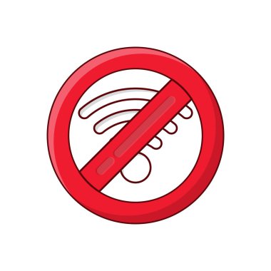 Şeffaf bir arkaplanda kablosuz vektör çizimi yok. Konsept ve grafik tasarımı için vektör çizgisi düz simgesi.