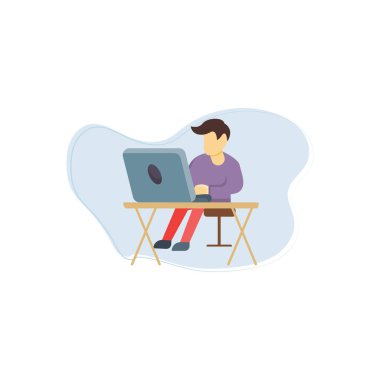 Dizüstü bilgisayarda çalışan çocuk..