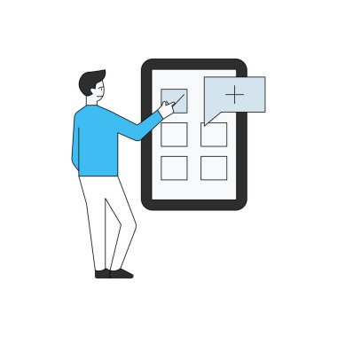 Çocuk cep telefonuyla randevusunu işaretliyor..