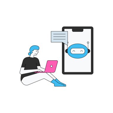 Kız laptopuyla çalışıyor..