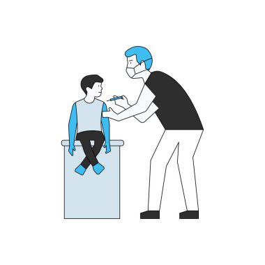 Oğlan aşı oluyor..