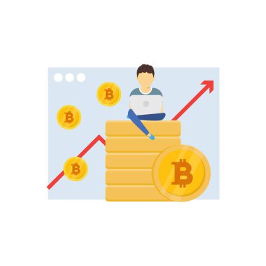 Çocuk oturuyor ve bilgisayarını kullanıyor..