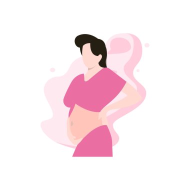 Hamile bir kadın ayakta duruyor..